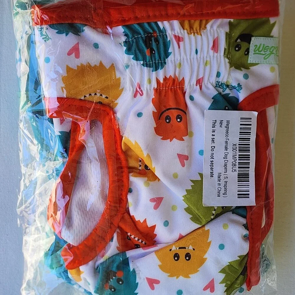 Wegreeco Female Dog Diapers Small (3) Pack Reusable Animal Prints NEW